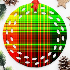 Line Light Neon Red Green Ornament (Round Filigree)