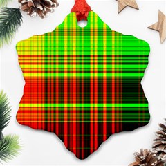 Line Light Neon Red Green Snowflake Ornament (Two Sides)