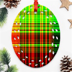 Line Light Neon Red Green Ornament (Oval Filigree)