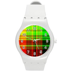 Line Light Neon Red Green Round Plastic Sport Watch (M)