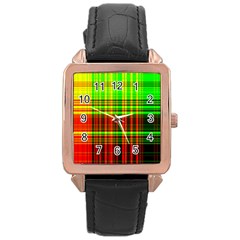 Line Light Neon Red Green Rose Gold Leather Watch 