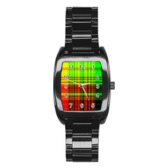 Line Light Neon Red Green Stainless Steel Barrel Watch