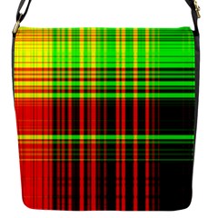 Line Light Neon Red Green Flap Messenger Bag (s)