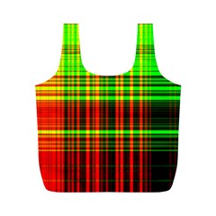 Line Light Neon Red Green Full Print Recycle Bags (M) 