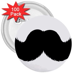 Mustache Owl Hair Black Man 3  Buttons (100 Pack) 