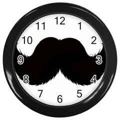 Mustache Owl Hair Black Man Wall Clocks (black) by Mariart