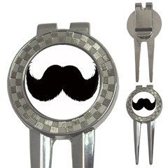 Mustache Owl Hair Black Man 3-in-1 Golf Divots by Mariart