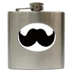 Mustache Owl Hair Black Man Hip Flask (6 oz) Front