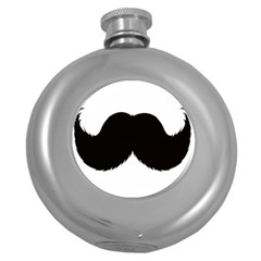 Mustache Owl Hair Black Man Round Hip Flask (5 Oz) by Mariart