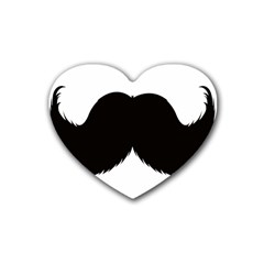 Mustache Owl Hair Black Man Heart Coaster (4 Pack)  by Mariart