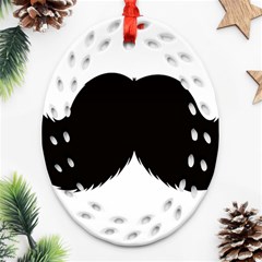 Mustache Owl Hair Black Man Ornament (oval Filigree) by Mariart