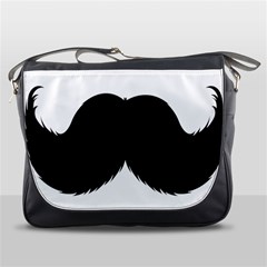 Mustache Owl Hair Black Man Messenger Bags by Mariart