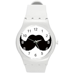 Mustache Owl Hair Black Man Round Plastic Sport Watch (m)