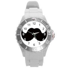 Mustache Owl Hair Black Man Round Plastic Sport Watch (l) by Mariart