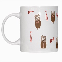 Insulated Owl Tie Bow Scattered Bird White Mugs by Mariart