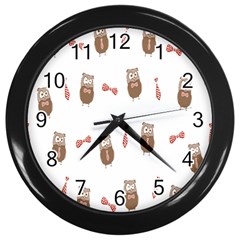 Insulated Owl Tie Bow Scattered Bird Wall Clocks (black) by Mariart