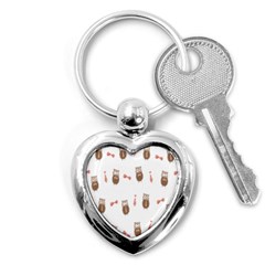 Insulated Owl Tie Bow Scattered Bird Key Chains (heart)  by Mariart