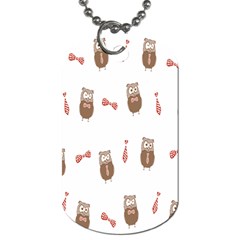 Insulated Owl Tie Bow Scattered Bird Dog Tag (two Sides) by Mariart