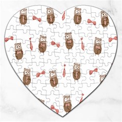 Insulated Owl Tie Bow Scattered Bird Jigsaw Puzzle (heart) by Mariart