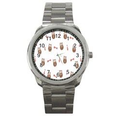 Insulated Owl Tie Bow Scattered Bird Sport Metal Watch by Mariart