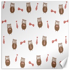 Insulated Owl Tie Bow Scattered Bird Canvas 16  X 16   by Mariart