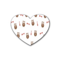 Insulated Owl Tie Bow Scattered Bird Heart Coaster (4 Pack) 