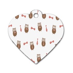 Insulated Owl Tie Bow Scattered Bird Dog Tag Heart (one Side) by Mariart