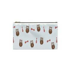 Insulated Owl Tie Bow Scattered Bird Cosmetic Bag (small)  by Mariart