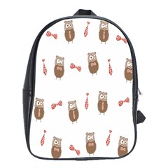 Insulated Owl Tie Bow Scattered Bird School Bags(large)  by Mariart