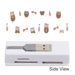 Insulated Owl Tie Bow Scattered Bird Memory Card Reader (stick)  by Mariart