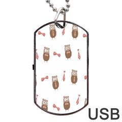 Insulated Owl Tie Bow Scattered Bird Dog Tag Usb Flash (one Side) by Mariart