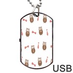 Insulated Owl Tie Bow Scattered Bird Dog Tag USB Flash (Two Sides) Front