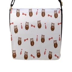 Insulated Owl Tie Bow Scattered Bird Flap Messenger Bag (l)  by Mariart