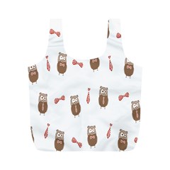 Insulated Owl Tie Bow Scattered Bird Full Print Recycle Bags (m) 