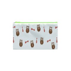 Insulated Owl Tie Bow Scattered Bird Cosmetic Bag (xs) by Mariart