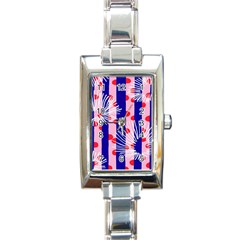 Line Vertical Polka Dots Circle Flower Blue Pink White Rectangle Italian Charm Watch