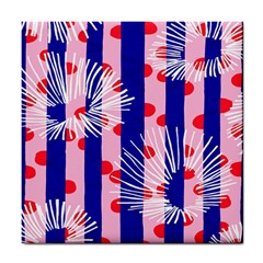 Line Vertical Polka Dots Circle Flower Blue Pink White Tile Coasters