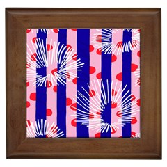 Line Vertical Polka Dots Circle Flower Blue Pink White Framed Tiles