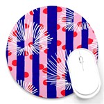 Line Vertical Polka Dots Circle Flower Blue Pink White Round Mousepads Front