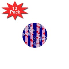 Line Vertical Polka Dots Circle Flower Blue Pink White 1  Mini Buttons (10 Pack) 