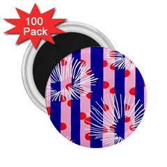 Line Vertical Polka Dots Circle Flower Blue Pink White 2 25  Magnets (100 Pack) 