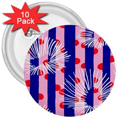 Line Vertical Polka Dots Circle Flower Blue Pink White 3  Buttons (10 Pack)  by Mariart