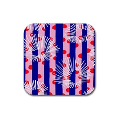 Line Vertical Polka Dots Circle Flower Blue Pink White Rubber Coaster (square) 