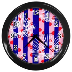 Line Vertical Polka Dots Circle Flower Blue Pink White Wall Clocks (black) by Mariart