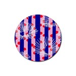 Line Vertical Polka Dots Circle Flower Blue Pink White Rubber Round Coaster (4 pack)  Front