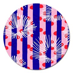 Line Vertical Polka Dots Circle Flower Blue Pink White Magnet 5  (round) by Mariart