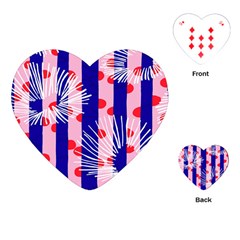 Line Vertical Polka Dots Circle Flower Blue Pink White Playing Cards (heart)  by Mariart