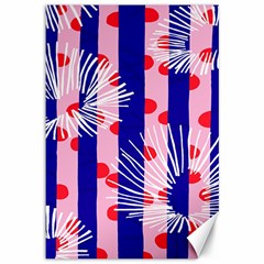 Line Vertical Polka Dots Circle Flower Blue Pink White Canvas 12  X 18  