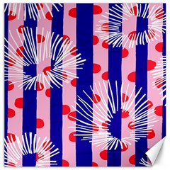 Line Vertical Polka Dots Circle Flower Blue Pink White Canvas 20  X 20   by Mariart