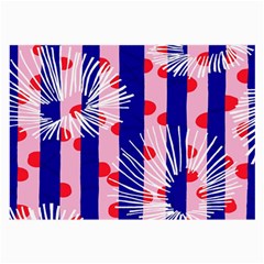 Line Vertical Polka Dots Circle Flower Blue Pink White Large Glasses Cloth (2-side) by Mariart